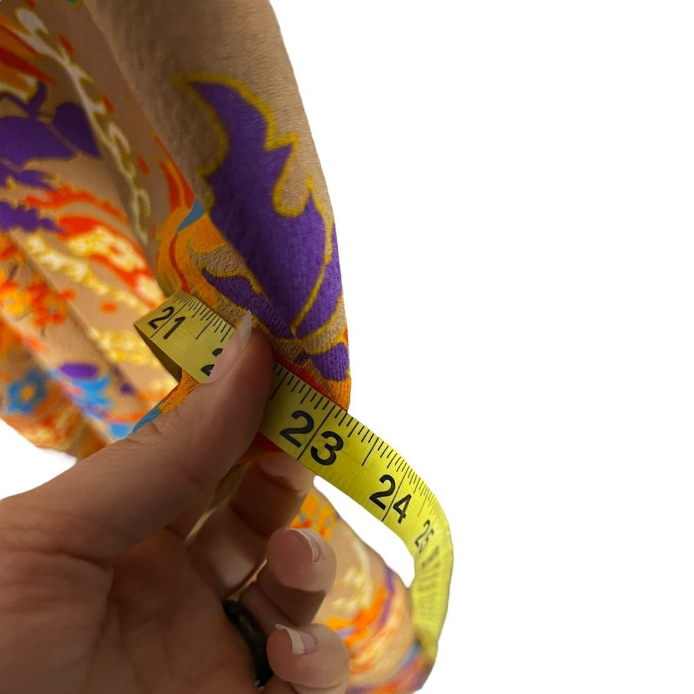 Vintage 60s Tan Multicolor Floral Print Long Sleeve Full Length Dress Medium - Picture 8 of 9